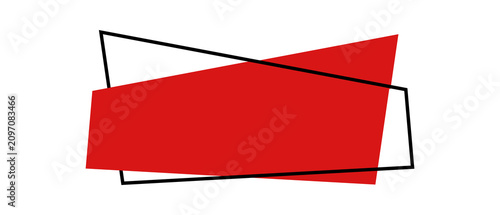 Bild auf Leinwand Abstract red geometric banner shape with bold black outlines for modern graphic