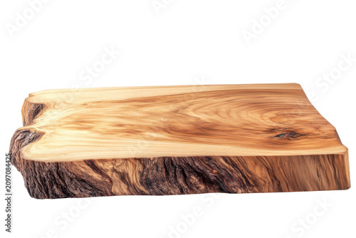 Single Slice Natural Wooden Plank with Smooth Surface and Visible Tree Rings Texture