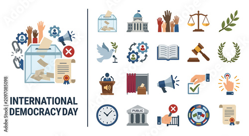 International Democracy Day Flat Icon Collection for Civic Rights