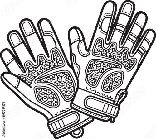 Line art illustration of tactical gloves