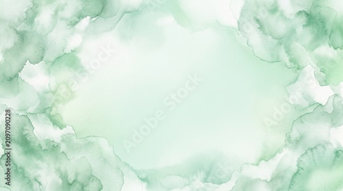 Watercolor Green Circle Frame – Hand Painted Round Wreath Border Background with Copy Space  watercolor, circle, frame, wreath, border, round, green, mint, splash, wash, paint, artistic, abstract, bac