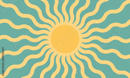70s retro groovy sun rays background
