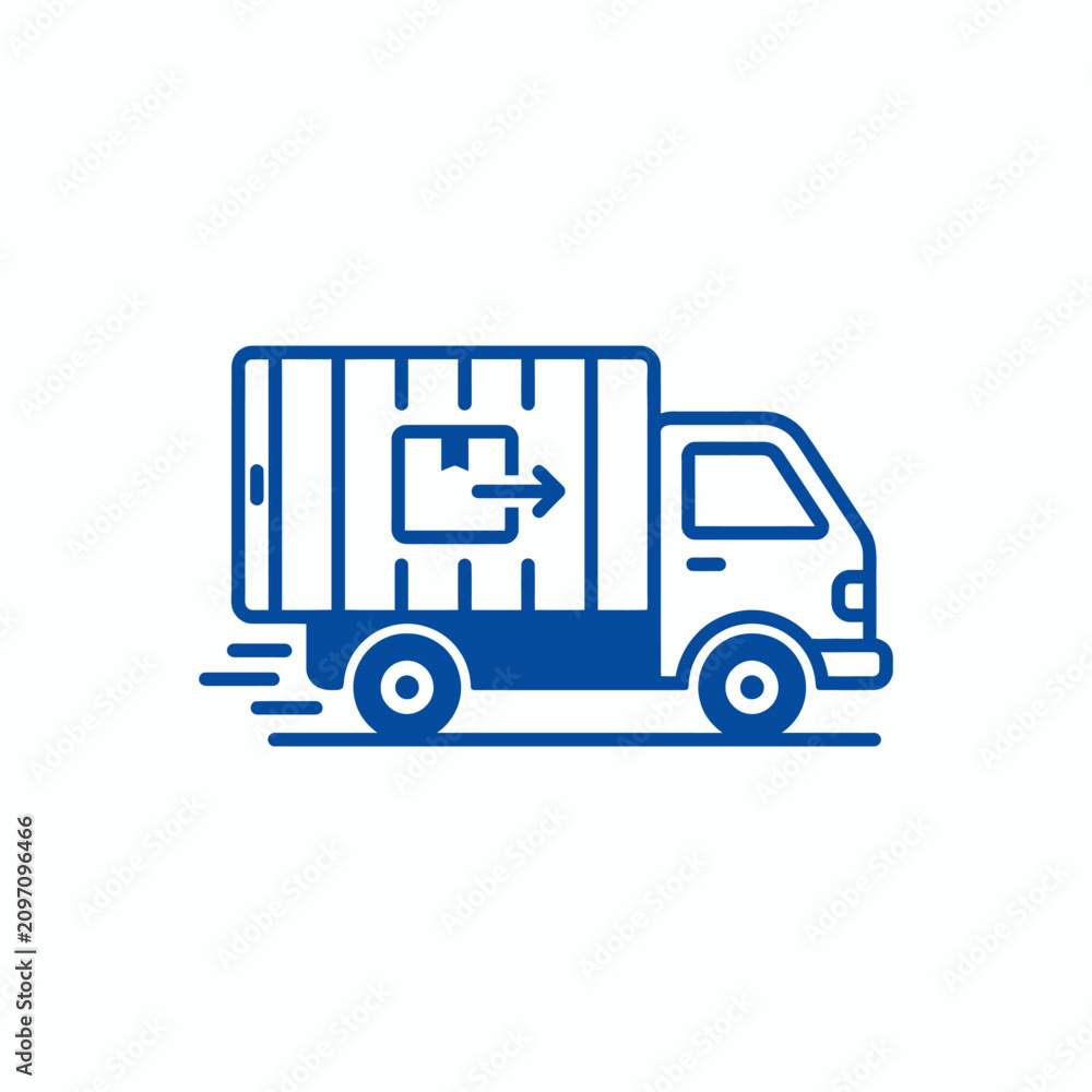 Naklejka premium Delivery truck icon with moving arrow on side panel