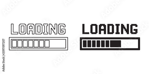 Pixel Loading Bar Progress Icon Set for Retro Game and Web Interface Design