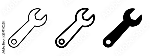 Fotografie Wrench Icons Set, Mechanical Tools, Engineering Symbols, Repair Equipment, Indus