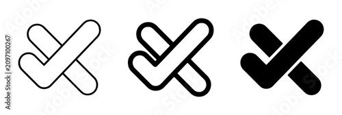 Картината върху платно Checkmark and Cross Icons Set, Simple Vector Graphics for Approval, Rejection, o