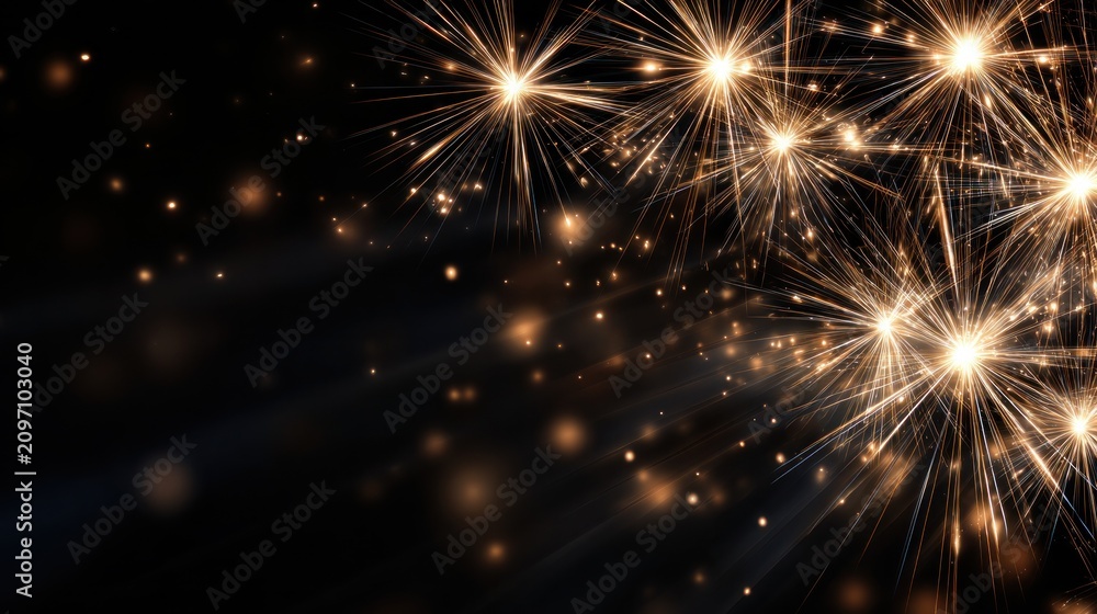 Fototapeta premium Golden sparkler fireworks on a dark background
