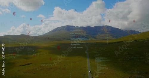 HUD ping causing overlays rising then fading, red icons drifting, car moving to peak show route