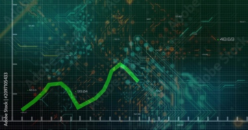 Drawing green timeseries plot starting from left axis on HUD, numeric labels updating nodes pulsing