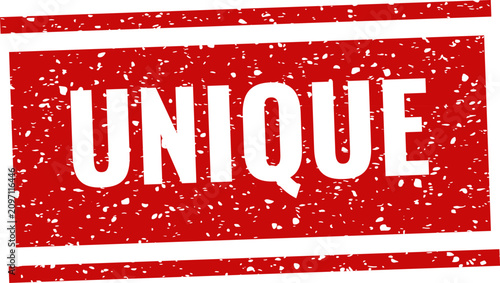 Fotografie Distressed red 'unique' stamp isolated vector graphic for marketing and branding