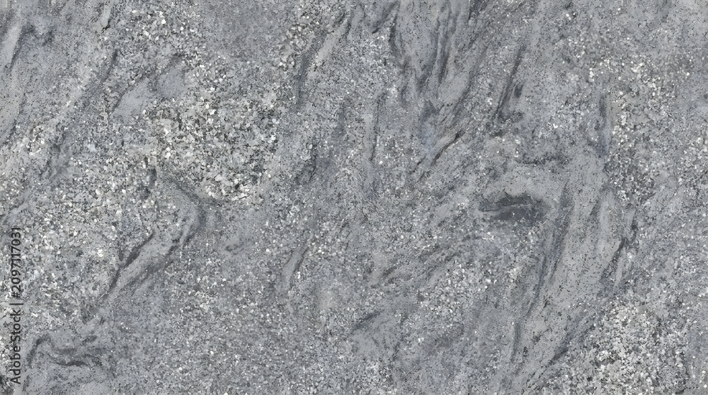 Naklejka premium Gray granite stone surface with sparkly mineral veins background.