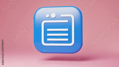 Blue Chat Message Icon Floating on Pink Background Modern Communication Illustration