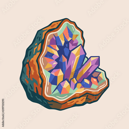 Bilde på lerret Vibrant Crystal Geode Mineral Formation.