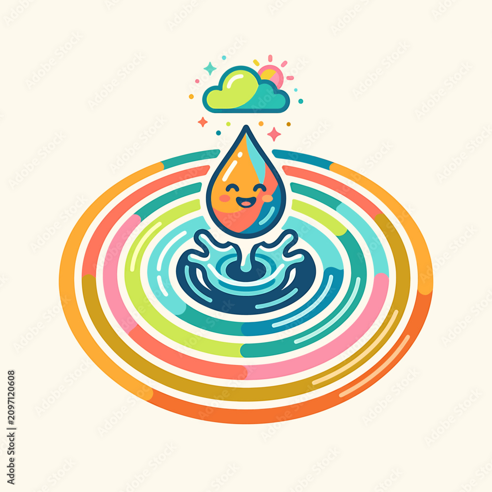 Obraz premium Smiling Water Drop Ecology Symbol Splash.
