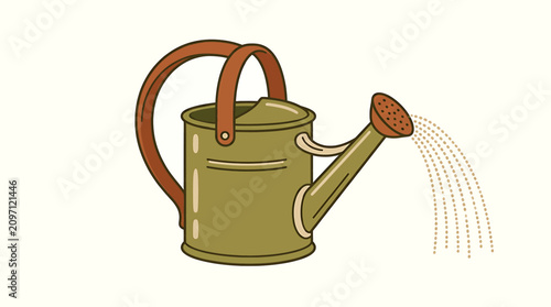 Schilderij op canvas Watering Can Pouring Water Outdoors.
