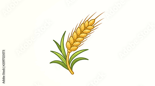 Canvastavla Golden wheat ear with green leaves.