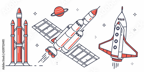 Photos Spacecraft launch, rocket liftoff, satellite deployment, rocket stages, space ex