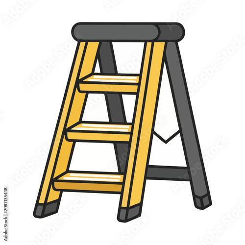 Yellow and gray stepladder illustration