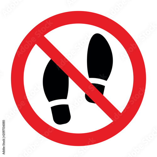 No footprints prohibition sign in simple editable vector style