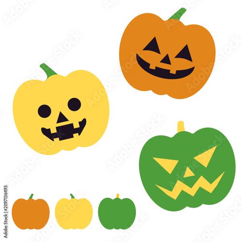 ハロウィンのジャック・オー・ランタンのイラストセット
