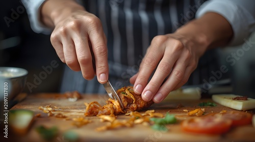 Hands Prepare Food in Kitchen