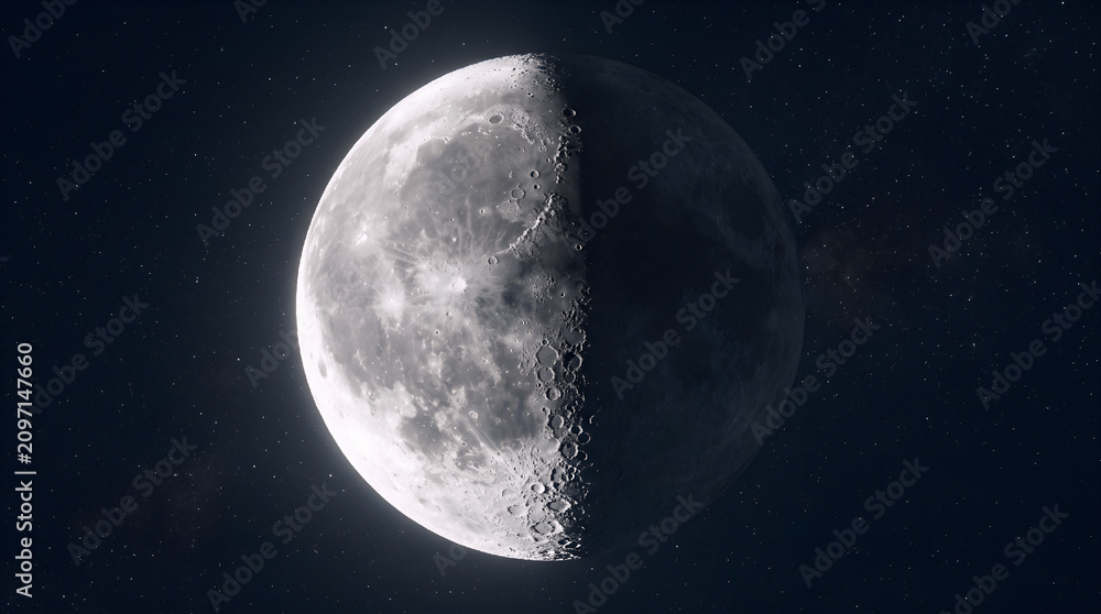 Fototapeta premium Third quarter moon in the night