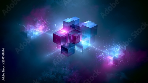 Big data technology data science analysis artificial intelligence generative ai deep learning machine learning algorithm neural flow network analytics abstract futuristic background. 3d rendering.