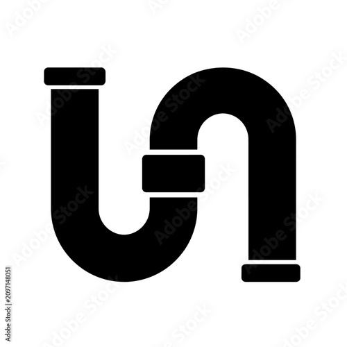 Black pipe fitting illustration with connector and smooth curves design