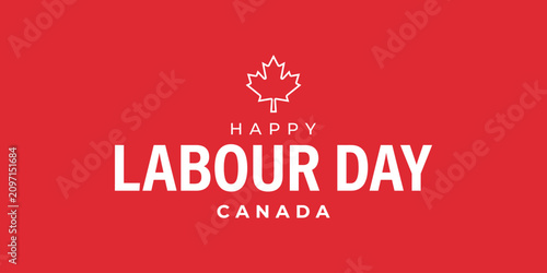 Happy labour day canada minimalist red and white graphic design