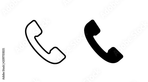 Tableau sur toile Telephone handset icon set in outline and solid vector styles