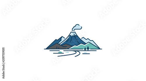 Bild auf Leinwand Volcano Mountain Landscape Nature Scene.
