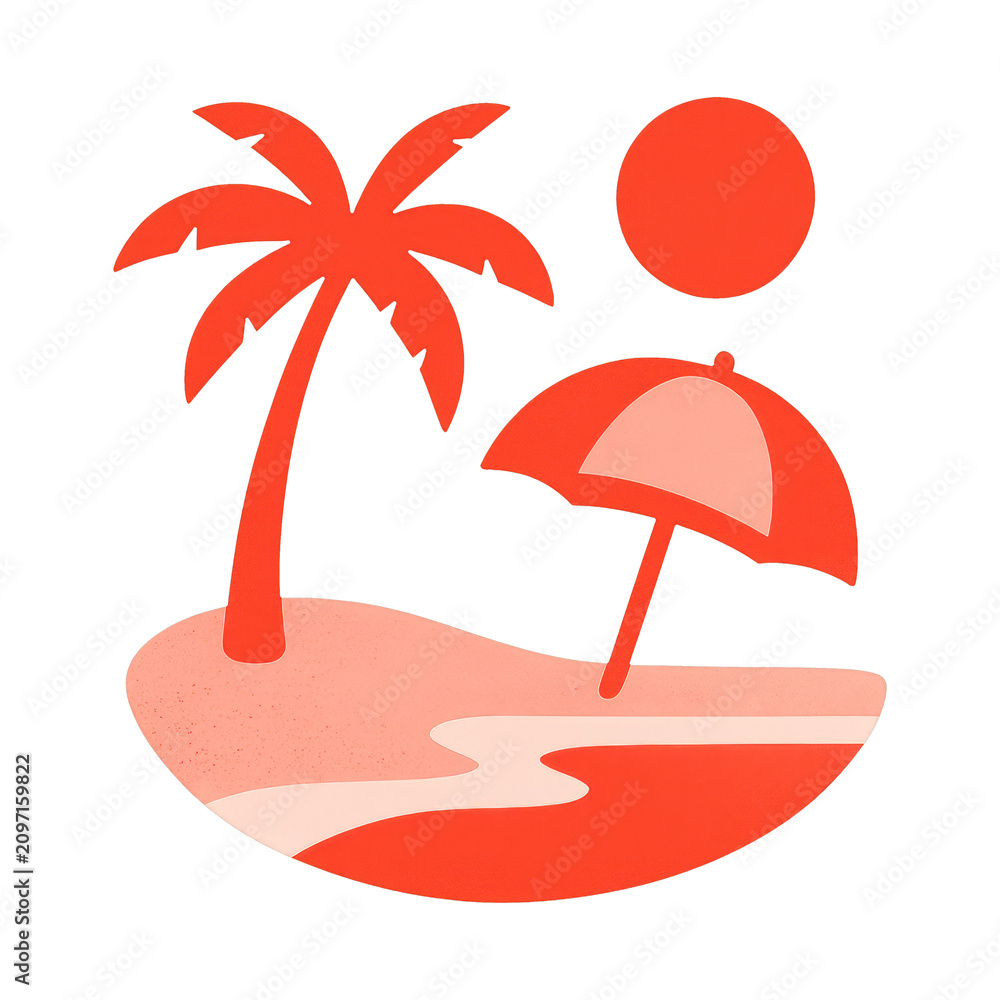 Obraz premium PNG Tropical minimalist illustration design