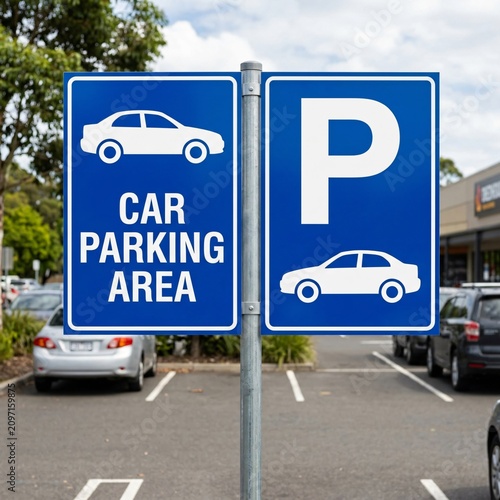 A car parking sign indicating available parking space in a lot
