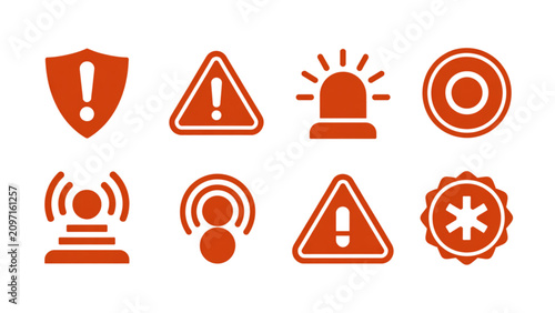 Set of colorful warning and alert icons with different symbols Vector
