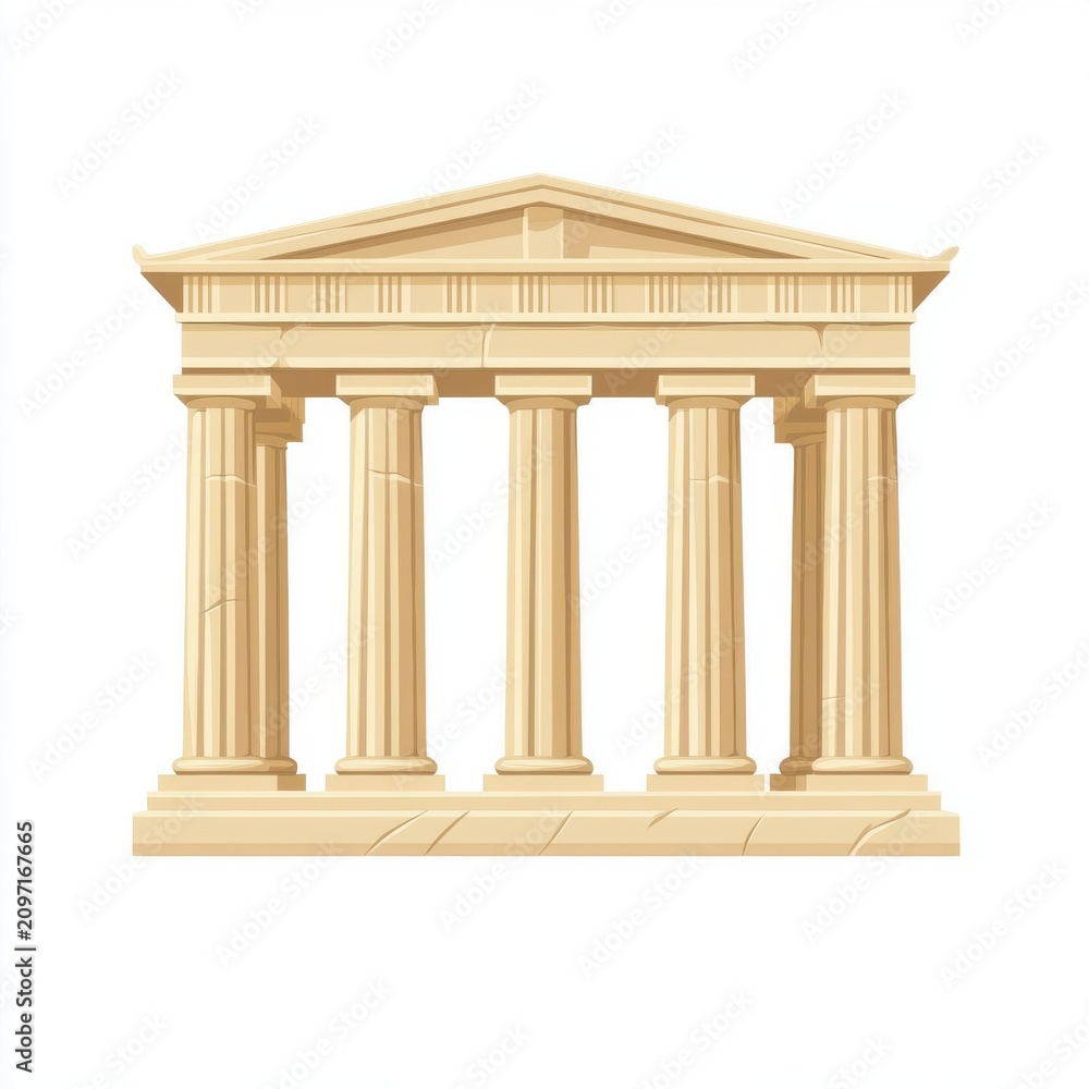 Fototapeta premium Illustration of a classic Greek temple with tall columns and intricate architectural details.