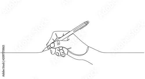 Hand writing with pen in continuous one line drawing style