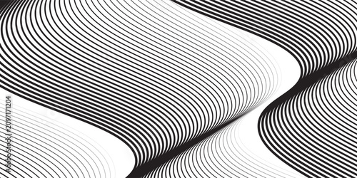 Canvastavla futuristic  flow  lines opacity gradient nice Abstract vector background with black wavy lines