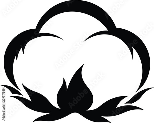 Bild auf Leinwand Silhouette design featuring a soft fluffy organic cotton plant boll vector