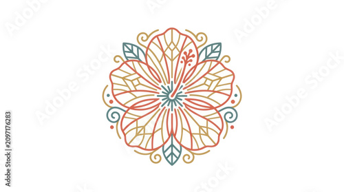 Bild auf Leinwand Colorful mandala design with floral patterns.