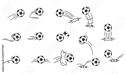 Bild auf Leinwand Soccer motion speed with football ball bounce and trajectory spin curve