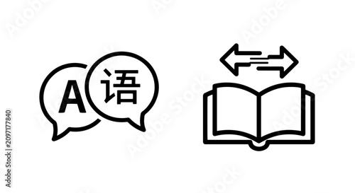 фотографія Language translation and book reading vector icon set