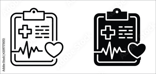 Konstfotografi Medical report clipboard icon set with patient record symbols, healthcare docume