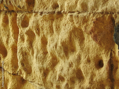 Weathering of marlstone, usual medieval construction stone in Europe