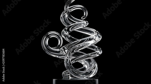Abstract glass sculpture with a captivating helical design, showcasing artistic fluidity and intricate craftsmanship, an embodiment of modern design concepts and innovative artistry