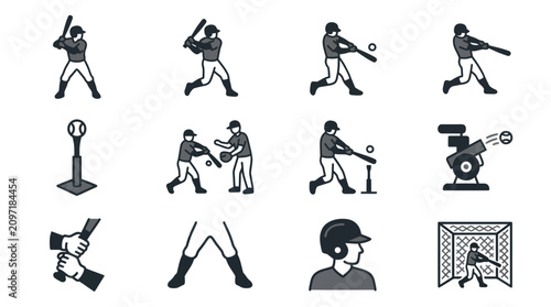 Fotografie Baseball player hitting ball with bat.