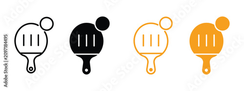 Fotografie Pickleball paddle and ball icons illustrating modern racket and perforated ball symbols with clean minimalist vector graphics for sports clubs, tournaments, fitness, recreation, and game branding