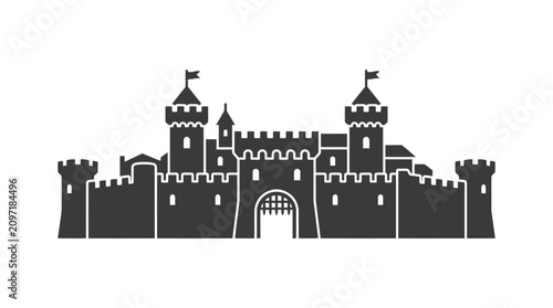Tablou pe pânză Black silhouette of a castle.