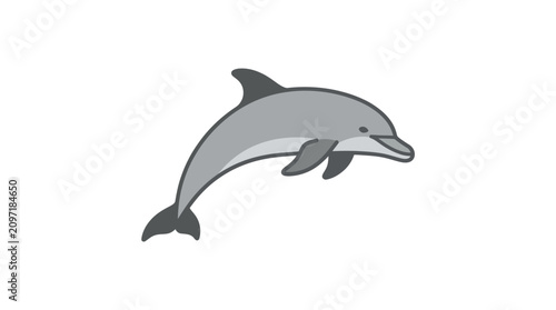 Schilderij op canvas Cartoon dolphin jumping out water.