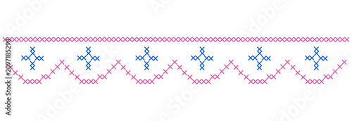 Cuadro en lienzo Folk cross stitch ribbon tapestry borders and geometric sampler frames