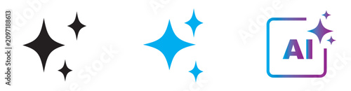 AI image generation icons set - Artificial intelligence, Generative AI logo icon sparkle symbol. showing generate, edit, photo editing, and enhance photo actions with outline style for apps and web